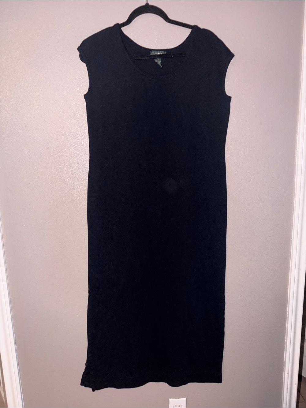 Ralph Lauren Black Cap-Sleeve Maxi Knit Dress